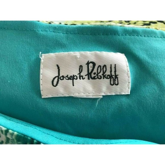 JOSEPH RIBKOFF Flowy Chiffon Overlay Blouse Turquoise Green Snake Print Size 10? - Picture 4 of 8